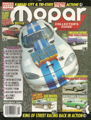 MOPAR COLLECTORS GUIDE 2004 OCT - 70 SWEDISH HEMI DROPTOP CHALLENGER RT